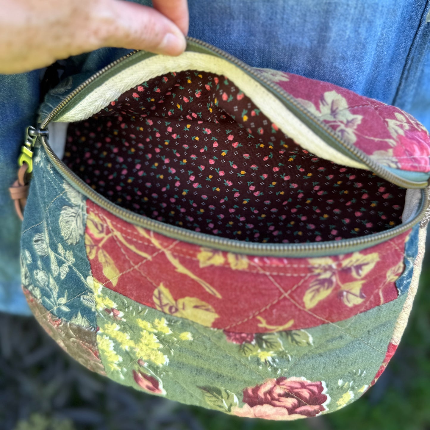 Upcycled Quilt Bag - Earthy Jewel 1
