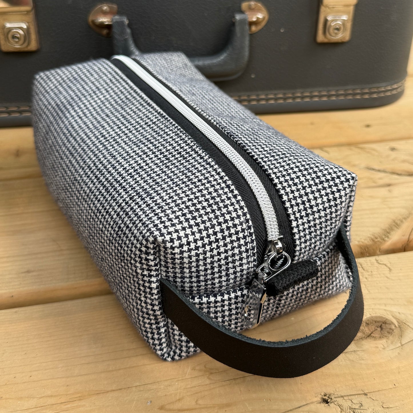 Toiletry Bag - Black & White Check