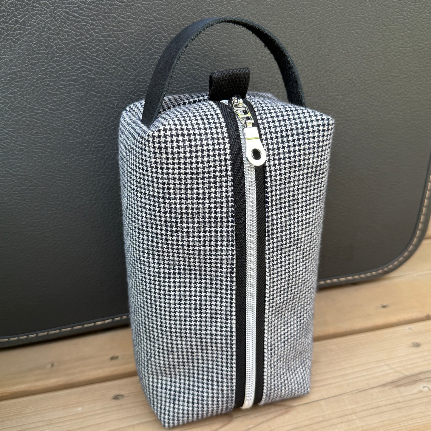 Toiletry Bag - Black & White Check