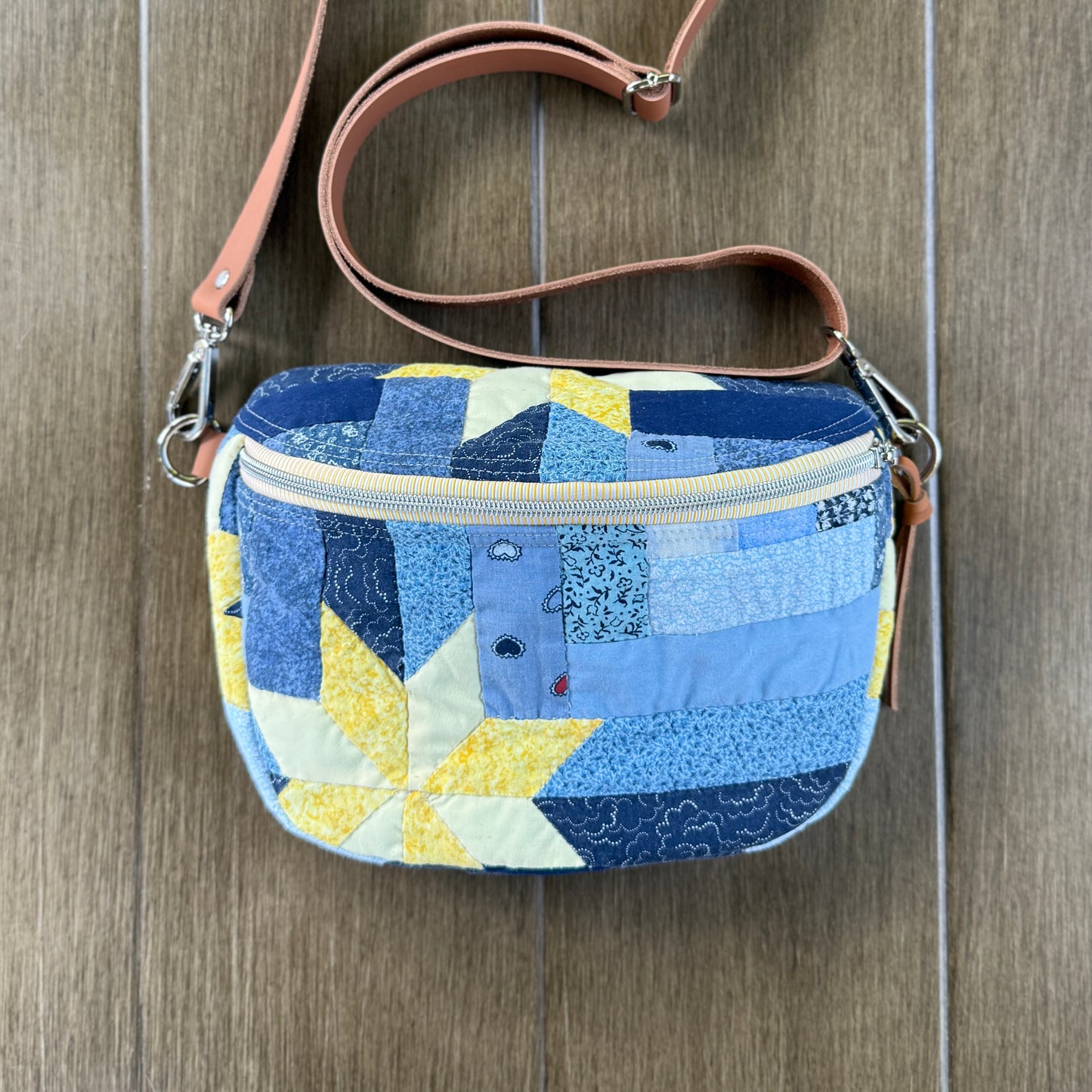 Upcycled Quilt Bag - starry night
