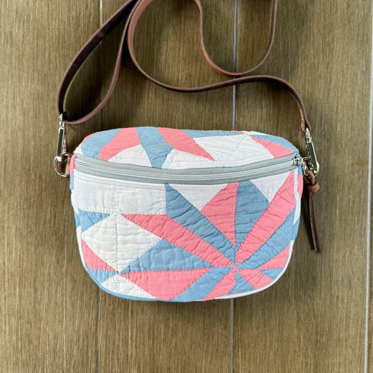 Upcycled Quilt Bag - Pink & Blue Star