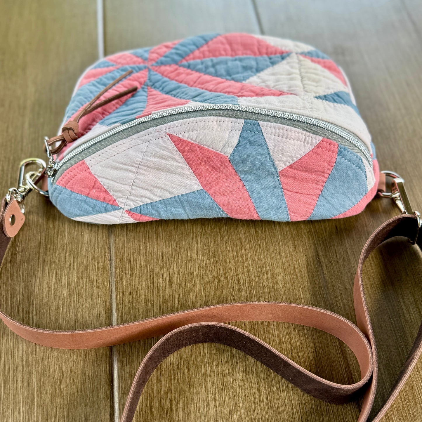 Upcycled Quilt Bag - Pink & Blue Star