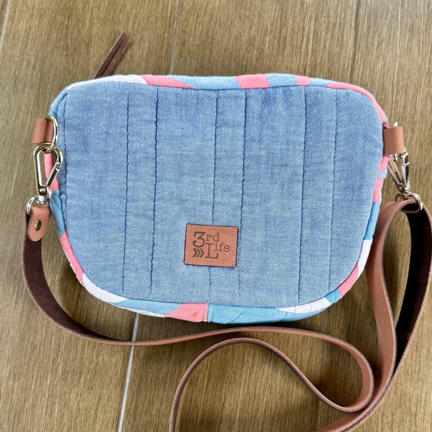 Upcycled Quilt Bag - Pink & Blue Star