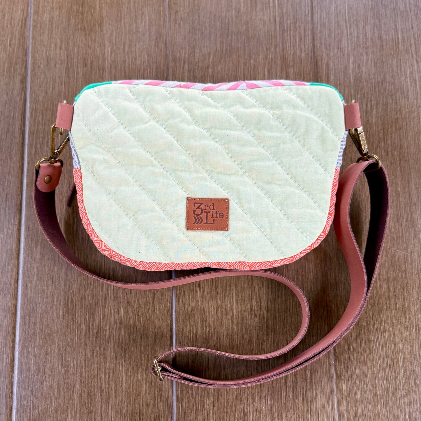 Upcycled Quilt Bag - Orange Acorn #1