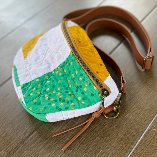 Upcycled Quilt Bag - Golden Dots