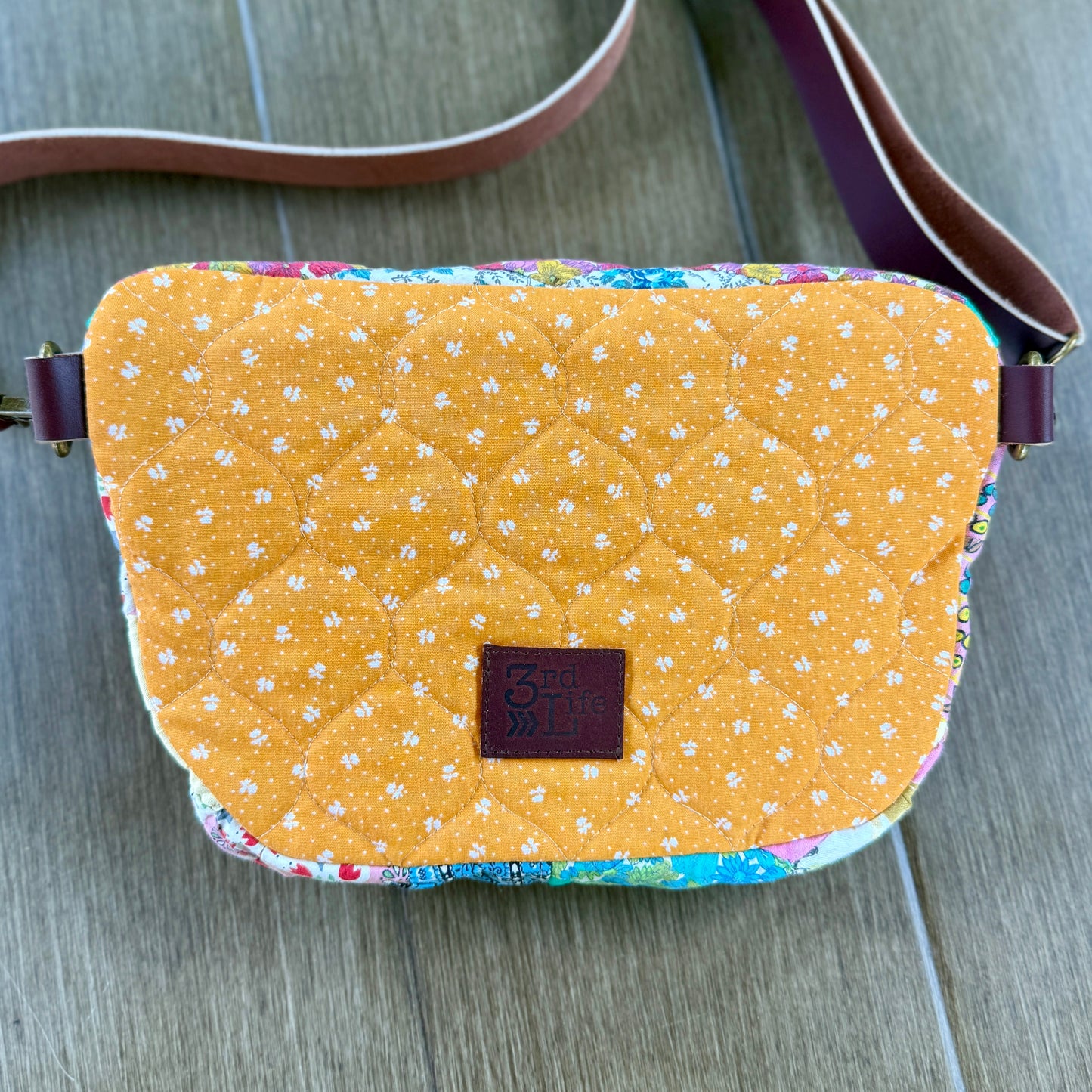Upcycled Quilt Bag - Orange Acorn #2