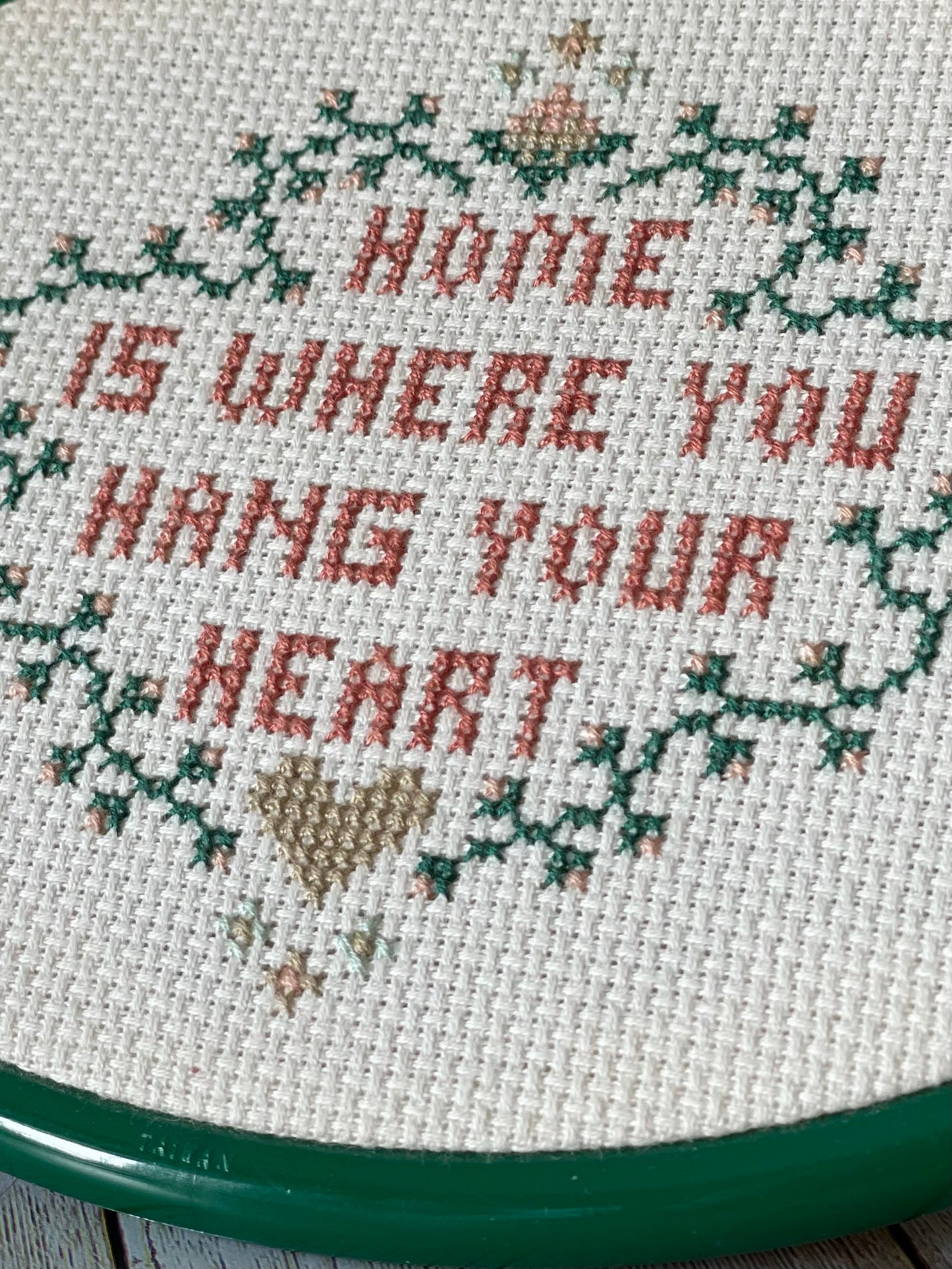 Home is where you hang your heart cross stitch